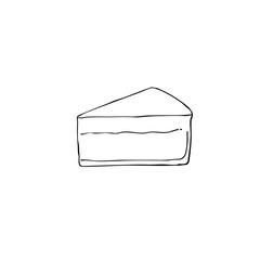 Simple line sketch of a cheesecake slice  