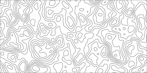 Topographic Map with Rich Topography and Complex Topological Features. Black and white topographic wavy stylized map dotted line contour topography terrain path. Abstract seamless paper cut world map