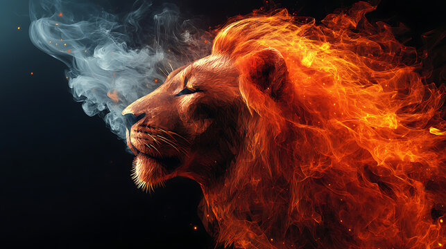 Fiery Lion Embodiment of Power and Majesty