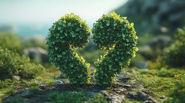 Lush Green Foliage Forming a Question Mark in a Natural Landscape