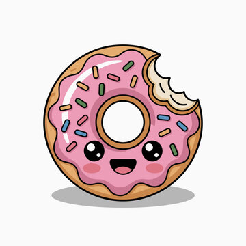 Cute Pink Donut with Sprinkles and Happy Face