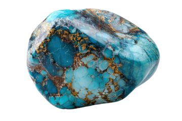 Turquoise gemstone close-up nature setting mineral photography. Isolated on transparent background, png.
