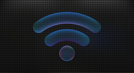 Wifi glass transparent icon. Neon wifi panel