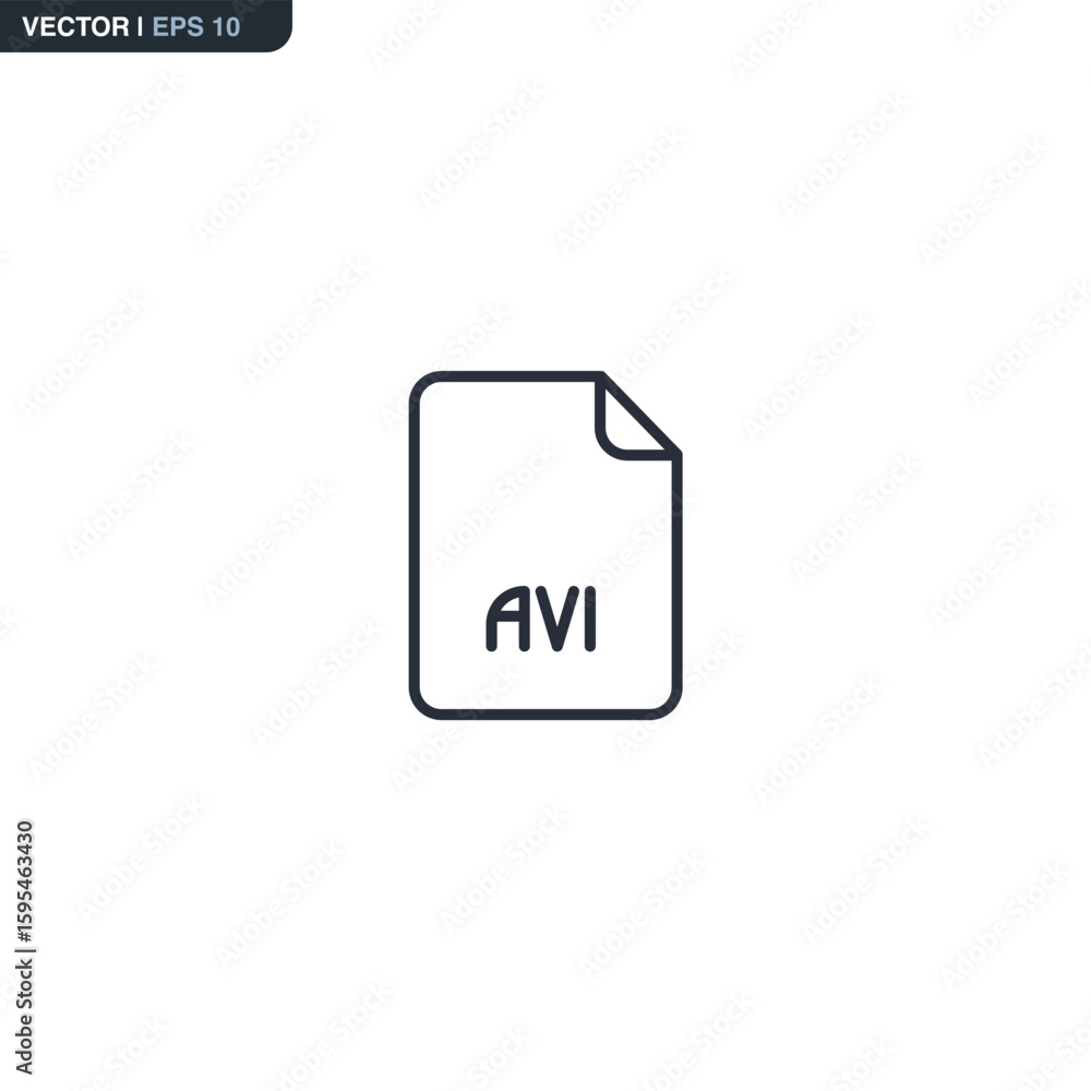 Fototapete AVI File format, linear style sign for mobile concept and web design