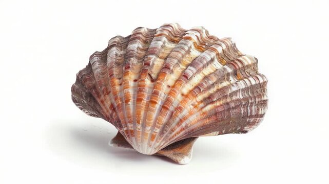 A close-up shot of a shell on a white surface, great for use in decorative or scientific contexts