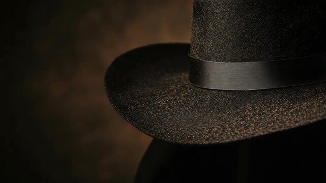 Black textured hat with wide brim and ribbon