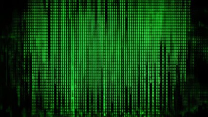 Green digital rain effect with binary code on dark background - Powered by Adobe
