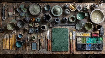 Artisan's workspace, clay creations