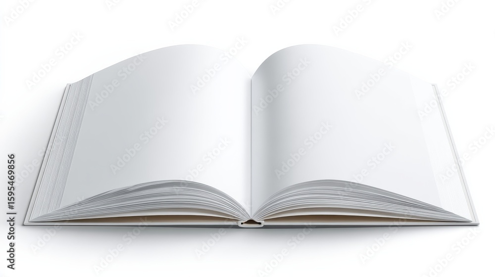 Poster white book open top view full length isolate on transparency background