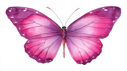 Obraz premium beautiful pink butterfly,watercolor,isolated on a white, no logos, no brands