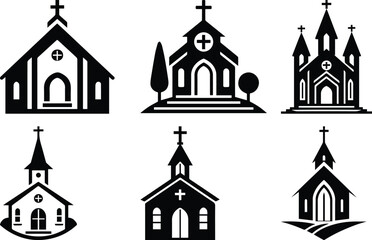 Church bundle silhouette icon vector art