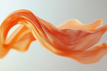 Obraz premium Flowing orange fabric creates dynamic visual effects in a serene setting, High end cloth simulation Flowing fabric Logo or text background CGI