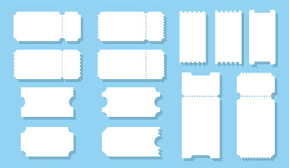 A collection of blank ticket templates designed for various events and promotions