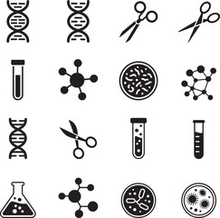 Dna molecules scissors test tubes and petri dishes