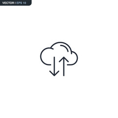 Cloud, linear style sign for mobile concept and web design