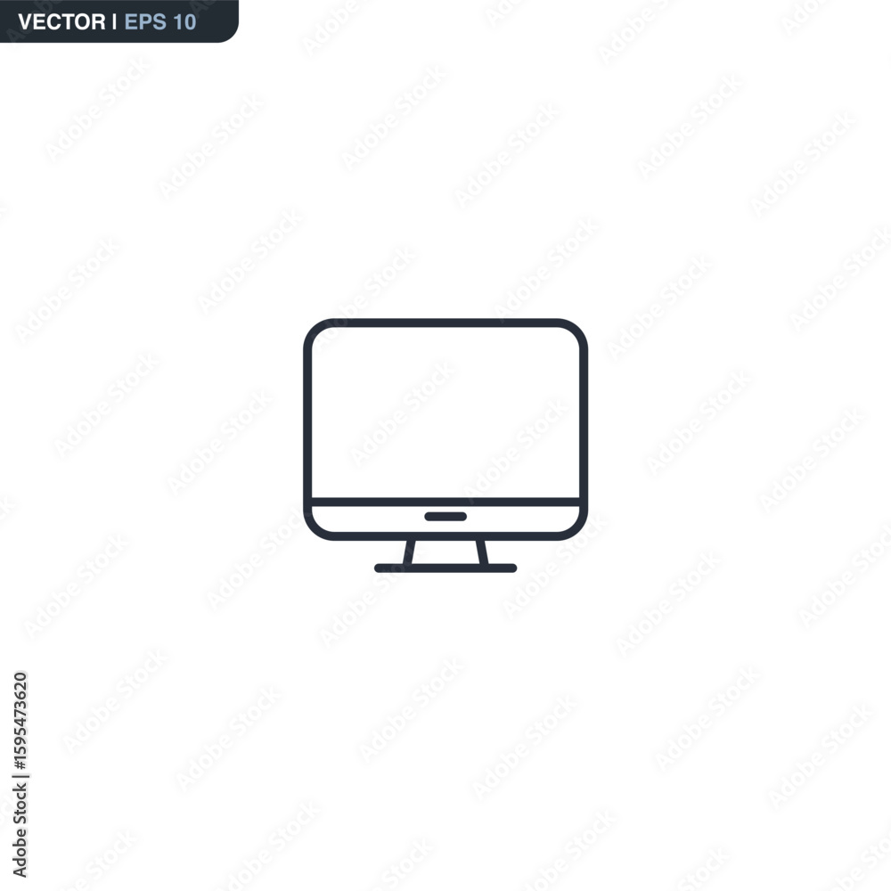 Poster computer monitor, linear style sign for mobile concept and web design