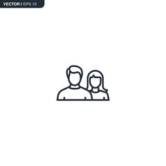 Couple, linear style sign for mobile concept and web design