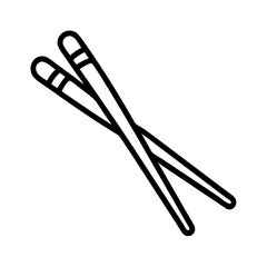 Black and white vector illustration of crossed chopsticks with transparent background  