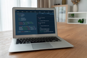 Software development programming on computer screen for modish application and program coding