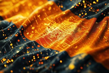 Bhutan flag represented digitally with data processing elements illustrating technology integration, flag of bhutan over data processing