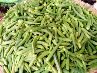 Fresh Ladyfinger top view background