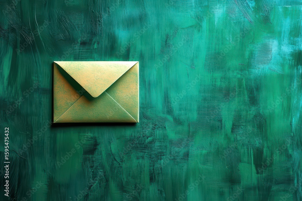 Poster mail flat email icon envelope on green background representing digital communication and messaging s