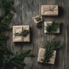 Rustic Christmas Gift Presentation: Eco-Friendly Packaging & Festive Greenery