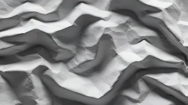 Dramatic Monochrome Texture of Crumpled White Paper Sheet with Rough Wrinkles and Creases for Artistic Backdrops