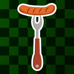 Vector drawing of sausage in sticker style with Octoberfest theme. Cute simple sausage icon, beer festival in Octoberfest