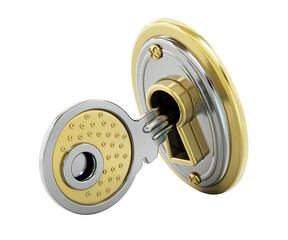 Obraz premium Keyhole on the lock isolated on transparent background. 3D illustration