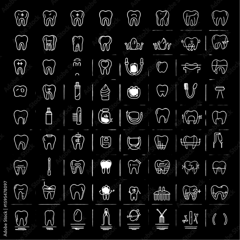 Poster black and white icon set with alphabet letters and textured symbols in vector style for web and desi