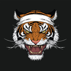 A striking digital illustration of a fierce tiger showcasing its power and beauty in a creative graphic design.