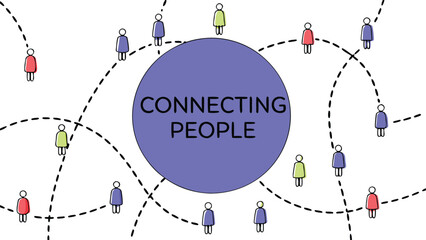 Connecting People Concept with Colorful Icons and Dotted Lines