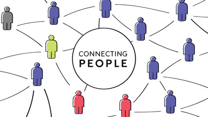 Social Connection Concept with People Icons and Network Lines