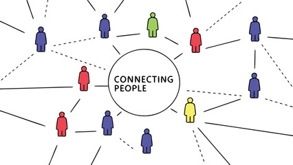 Social Network Concept with Connecting People Icons and Dotted Lines