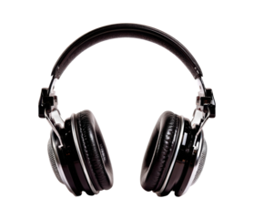 Listening experience home audio gear indoor close-up sound quality. Isolated on transparent background, png.