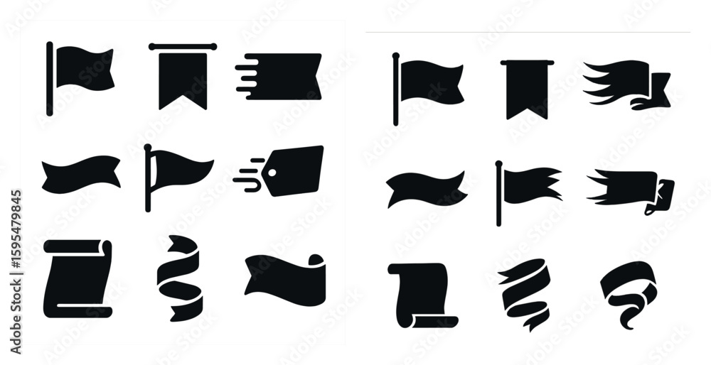 Fototapete the flags are black and white. they are all different shapes and sizes. some of them are long and sk