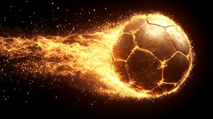 Fiery soccer ball exploding in a burst of flames.