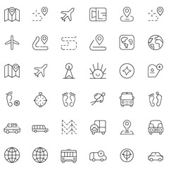 Fototapeta premium Travel and navigation icons location airplane