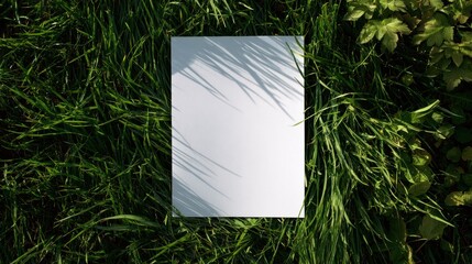 A white piece of paper is on the grass