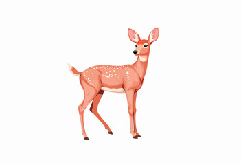 Cartoon deer standing on white background  