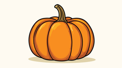 Coloring Page of Cartoon Autumn Pumpkin in Simple Flat Style