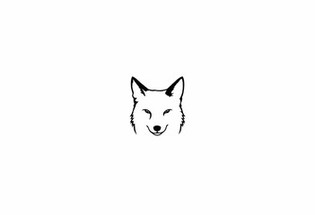 Fototapeta premium Stylized wolf head illustration in minimal black and white design 