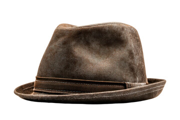 Classic brown fedora hat studio product photography isolated. Isolated on transparent background, png.
