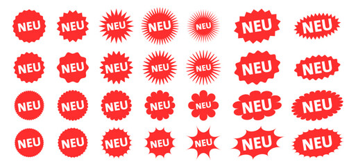 rotes neu sticker und st&ouml;rer label set vektor