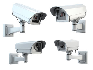 Surveillance camera tech installation in urban security systems. Isolated on transparent background, png.