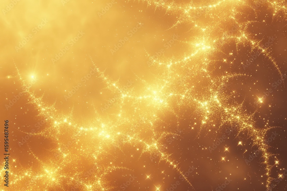 Aufkleber warm amber colors create an abstract fractal representation of a cosmic universe, warm amber abstrac