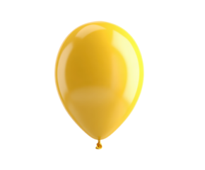 Bright yellow balloon floating in air celebration simple design. Isolated on transparent background, png.