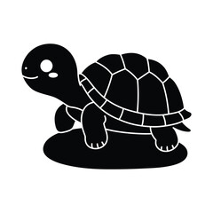 A cute turtle is slowly walking, isolated on white background