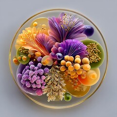 Artistic microbial cultures viewed from above high resolution picture